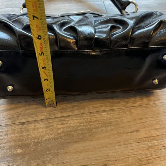 Miche Purse Black Shell Patent Leather Vintage 90s Grunge Y2K Shoulder Bag - Picture 6 of 11